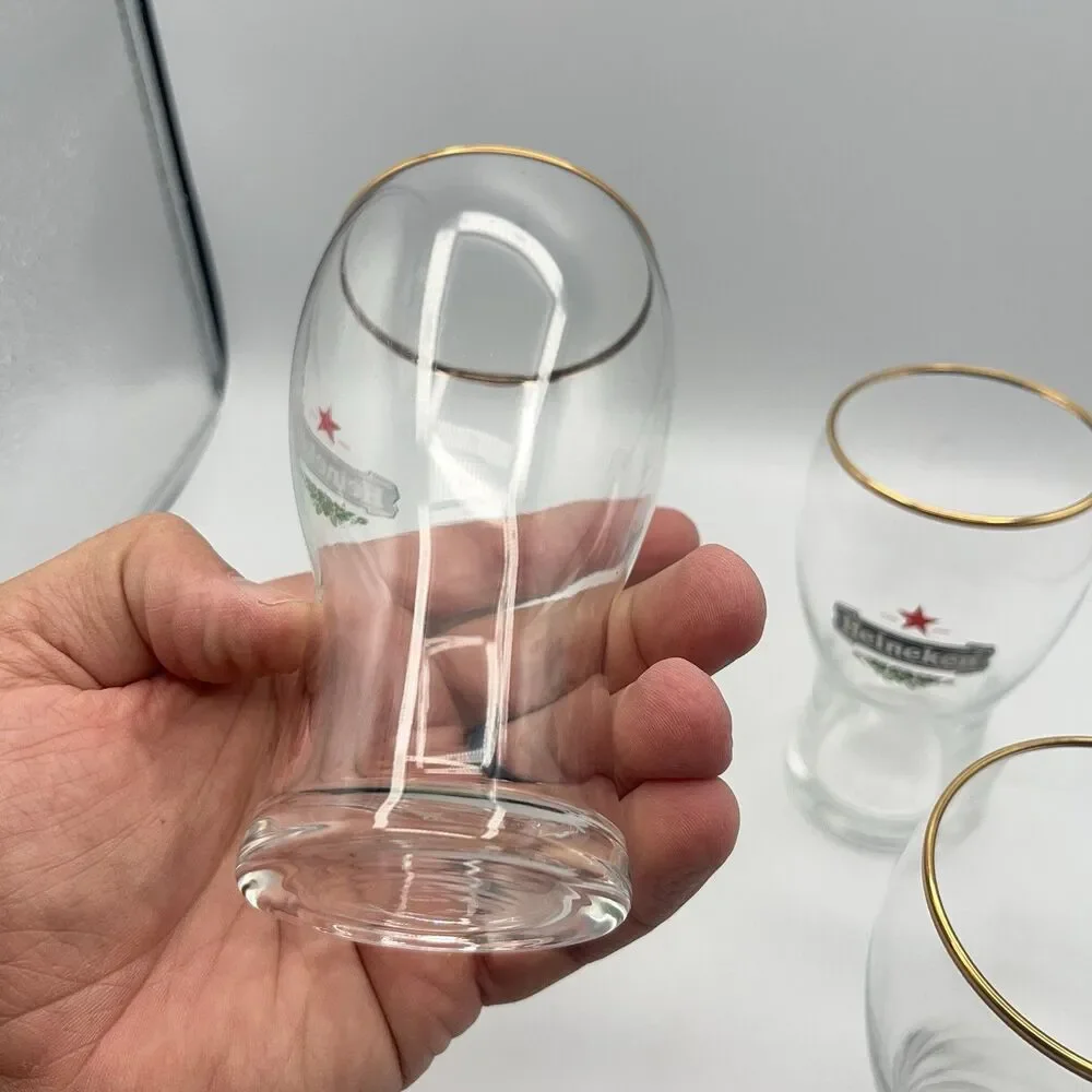 3 Heineken 300 ml Gold Rim Tulip Beer Glasses Holland Netherlands